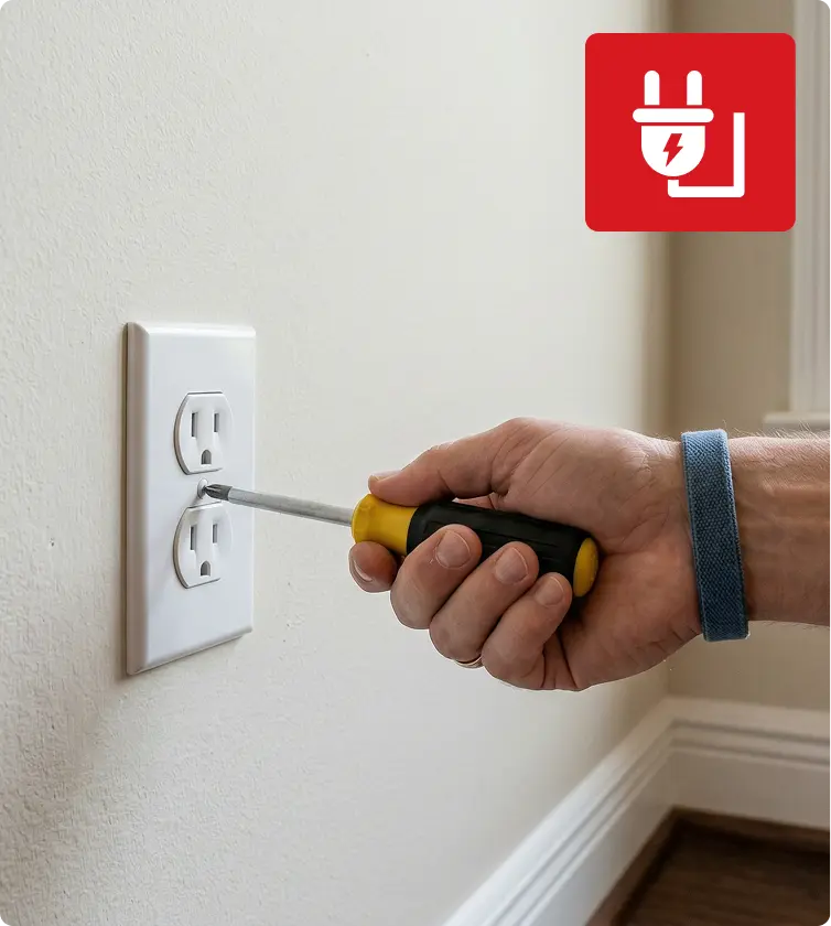 Electrician Installing Wall Electrical Outlet At Southwest Florida